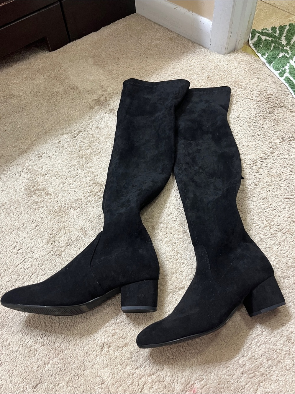 Black Knee-High Women's Block Heel Boots